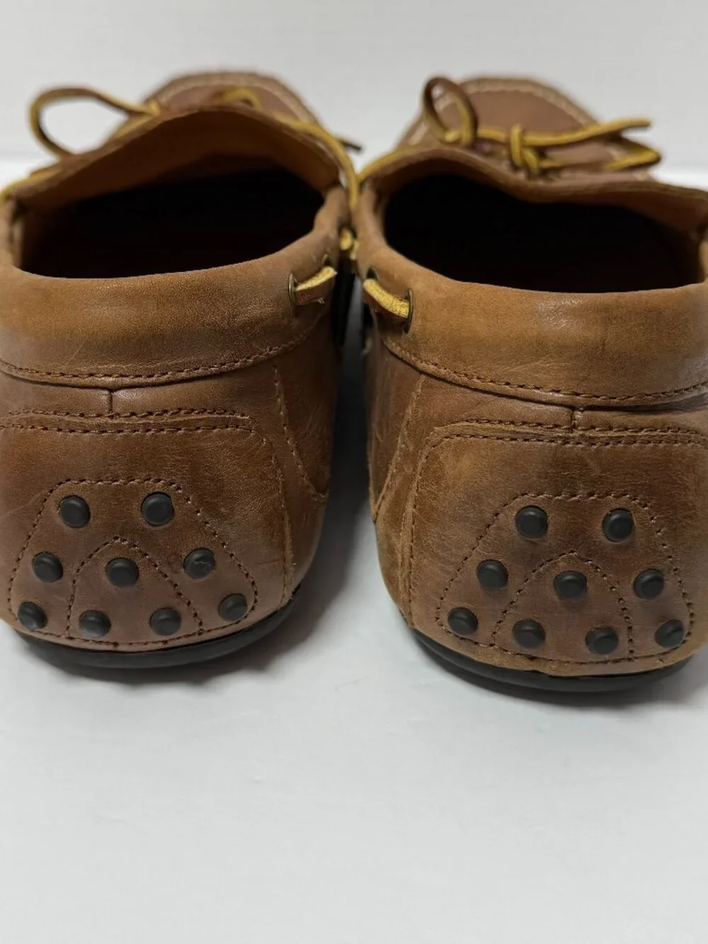 Polo Ralph Lauren Wyndings Driving Loafers Mens 11.5D Tan Leather Moc Toe Shoes